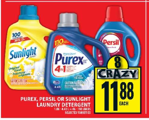 PUREX, PERSIL OR SUNLIGHT LAUNDRY DETERGENT