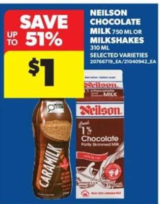 Neilson Chocolate Milk or Milkshakes