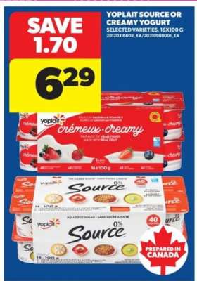 Yoplait Source or Creamy Yogurt