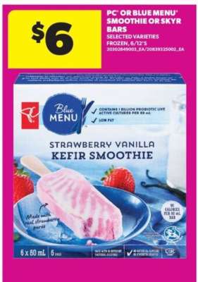 PC or Blue Menu Smoothie or Skyr Bars