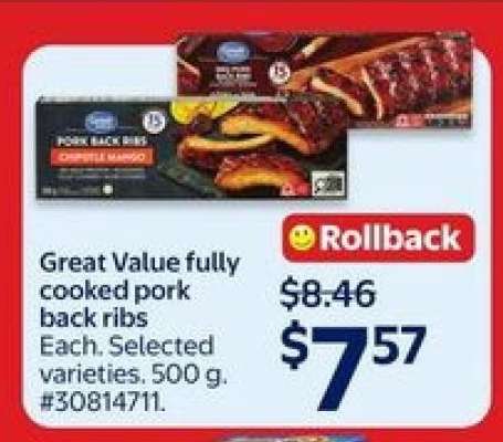 Great Value Fully Cooked Pork Back Ribs