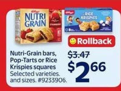 Nutri-Grain bars, Pop-Tarts or Rice Krispies squares