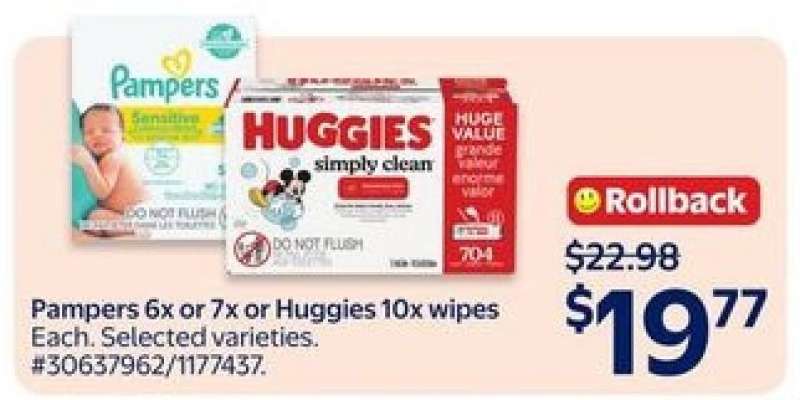 Pampers 6x or 7x or Huggies 10x wipes