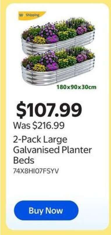 2-Pack Large Galvanised Planter Beds