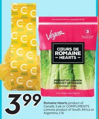 Romaine Hearts or Lemons