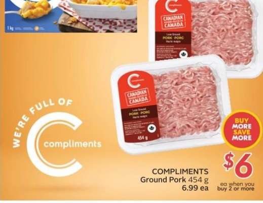 COMPLIMENTS Ground Pork 454 g