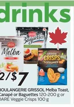 BOULANGERIE GRISSOL Melba Toast, Canape or Baguettes