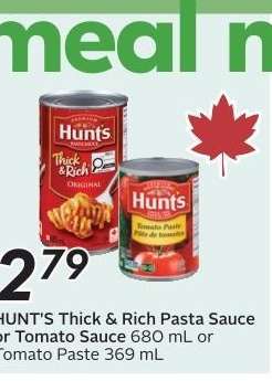 HUNT'S Thick & Rich Pasta Sauce or Tomato Sauce