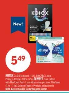 KOTEX CLICK Tampons (16's), BIOCARE Liners
