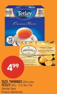 TAZO, TWININGS or TETLEY Tea