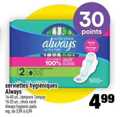 serviettes hygiéniques Always
