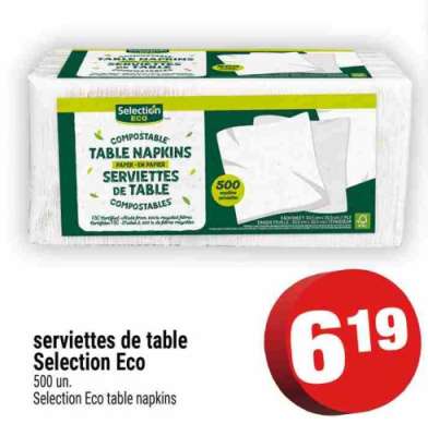 SERVIETTES DE TABLE SELECTION ECO