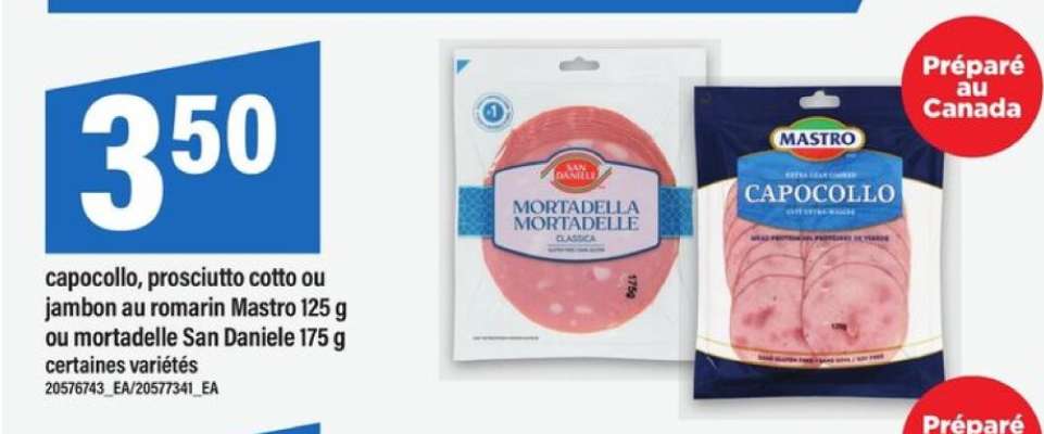 capocollo, prosciutto cotto ou jambon au romarin Mastro 125 g ou mortadelle San Daniele 175 g