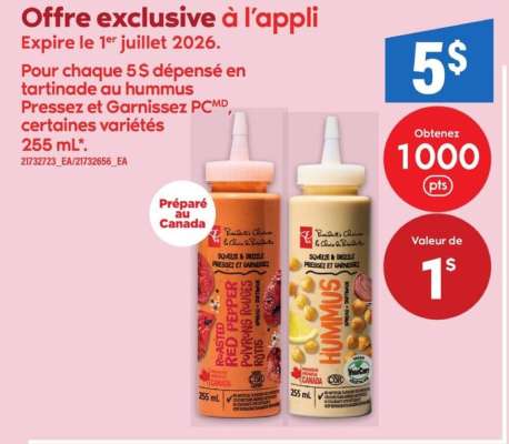 Tartinade au hummus Pressez et Garnissez PC
