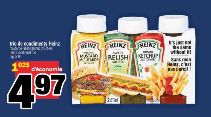 trio de condiments Heinz