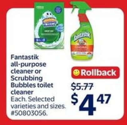 Fantastik all-purpose cleaner or Scrubbing Bubbles toilet cleaner