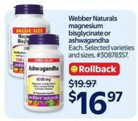 Webber Naturals magnesium bisglycinate or ashwagandha