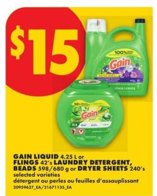 Gain Liquid or Flings Laundry Detergent