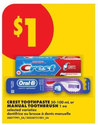 CREST TOOTHPASTE or MANUAL TOOTHBRUSH
