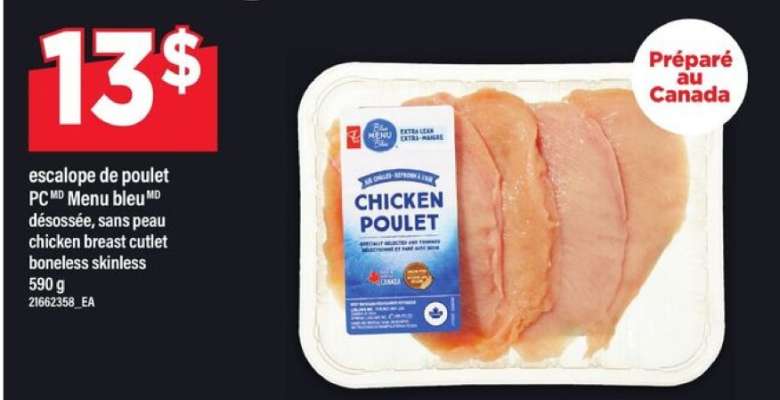 escalope de poulet PC Menu bleu