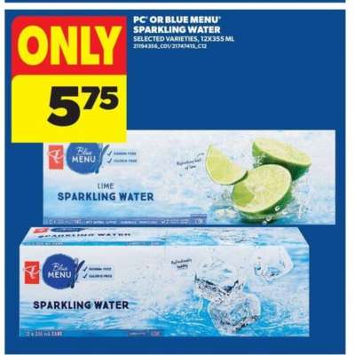 PC or Blue Menu Sparkling Water