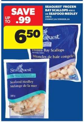 Seaquest Frozen Bay Scallops or Seafood Medley