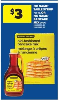 No Name Table Syrup or Pancake Mix