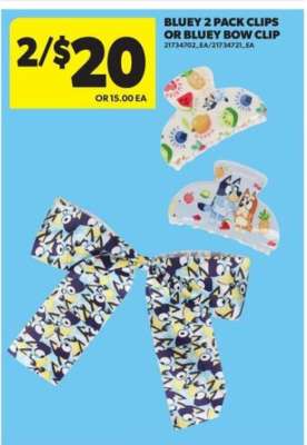 Bluey 2 Pack Clips or Bluey Bow Clip