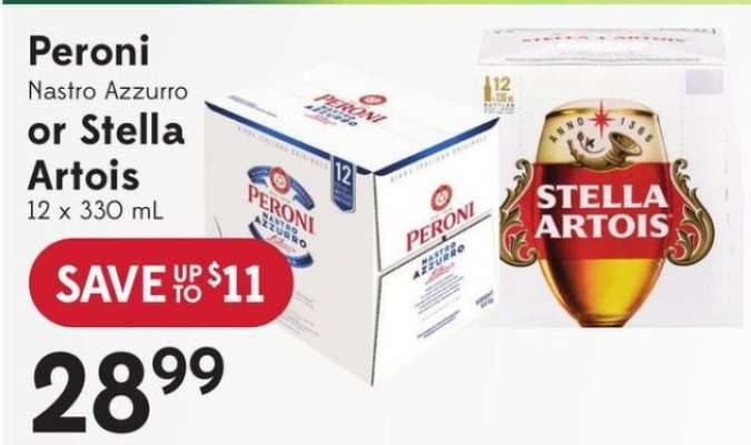 Peroni Nastro Azzurro or Stella Artois