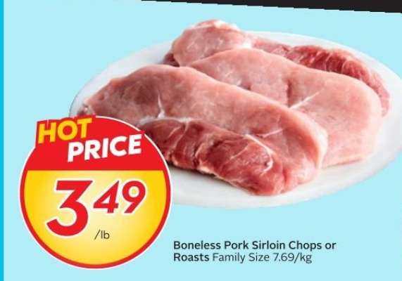 Boneless Pork Sirloin Chops or Roasts Family Size