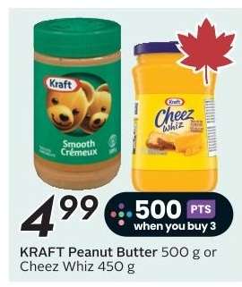 KRAFT Peanut Butter 500 g or Cheez Whiz 450 g