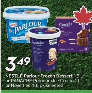 NESTLÉ Parlour Frozen Dessert 1.5 L or PANACHE Premium Ice Cream 1 L or Novelties 4-6 pk selected