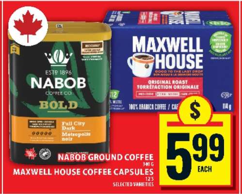 NABOB GROUND COFFEE / MAXWELL HOUSE COFFEE CAPSULES