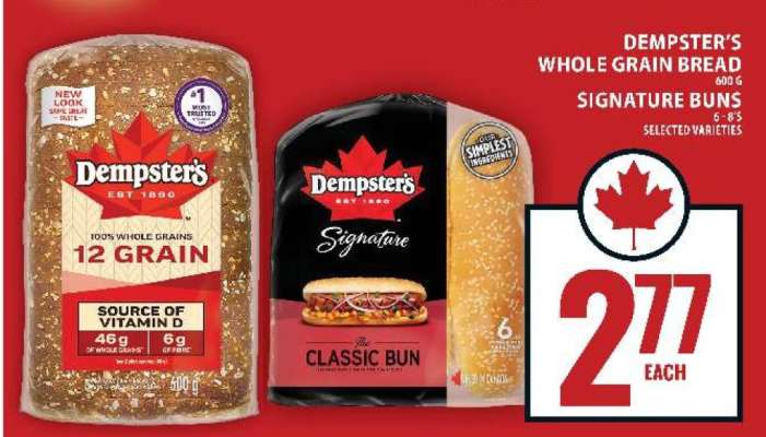 Dempster's Whole Grain Bread or Signature Buns