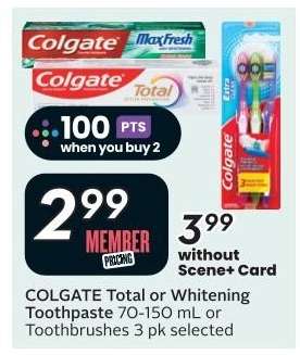 Colgate Total or Whitening Toothpaste or Toothbrushes