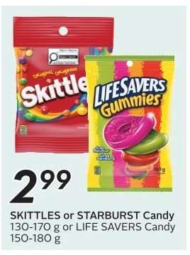 SKITTLES or STARBURST Candy or LIFE SAVERS Gummies