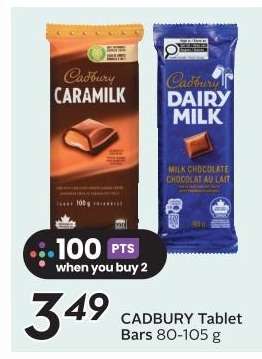 CADBURY Tablet Bars 80-105 g