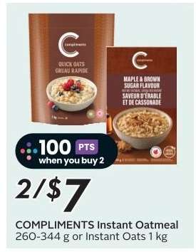 Compliments Instant Oatmeal