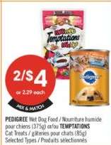 PEDIGREE Wet Dog Food / TEMPTATIONS Cat Treats