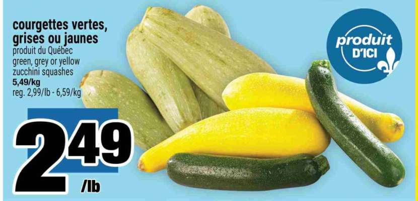 Courgettes vertes, grises ou jaunes