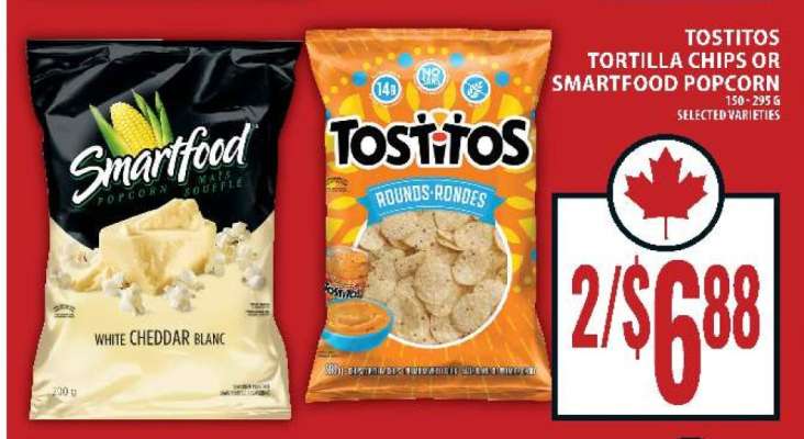 Tostitos Tortilla Chips or Smartfood Popcorn