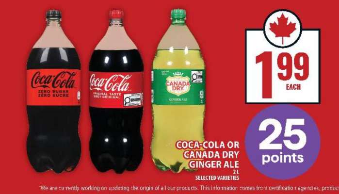 Coca-Cola or Canada Dry Ginger Ale