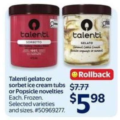 Talenti gelato or sorbet ice cream tubs