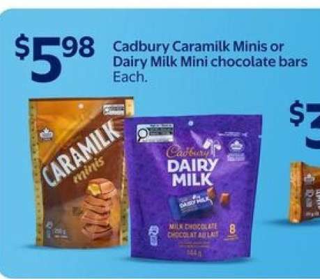 Cadbury Caramilk Minis or Dairy Milk Mini chocolate bars