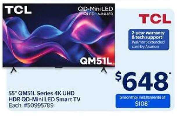 TCL 55" QM51L Series 4K UHD HDR QD-Mini LED Smart TV