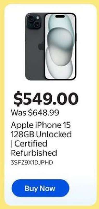 Apple iPhone 15 128GB Unlocked