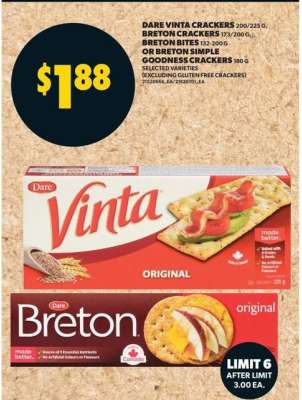 Dare Vinta Crackers, Breton Crackers, Breton Bites, Breton Simple Goodness Crackers