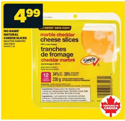 NO NAME Natural Cheese Slices
