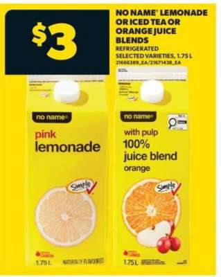 NO NAME Lemonade or Iced Tea or Orange Juice Blends