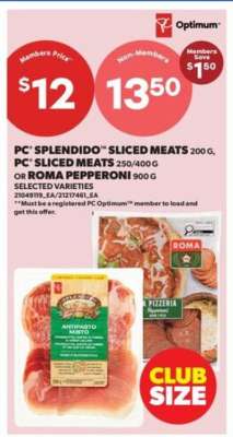 PC Splendido Sliced Meats or Roma Pepperoni